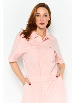 Wrangler Women Brand Logo Short Sleeveless Jumpsuit, Pink  - Image 3