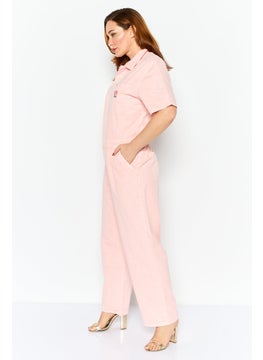 Wrangler Women Brand Logo Short Sleeveless Jumpsuit, Pink  - Image 4
