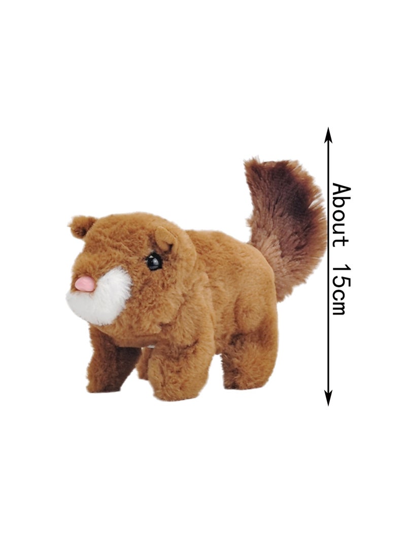 Electric Squirrel Brown Electronic Plush Toy Simulates Calls, Can Walk And Wag Its Tail, Plush Interactive Toy Suitable For Children And Babies