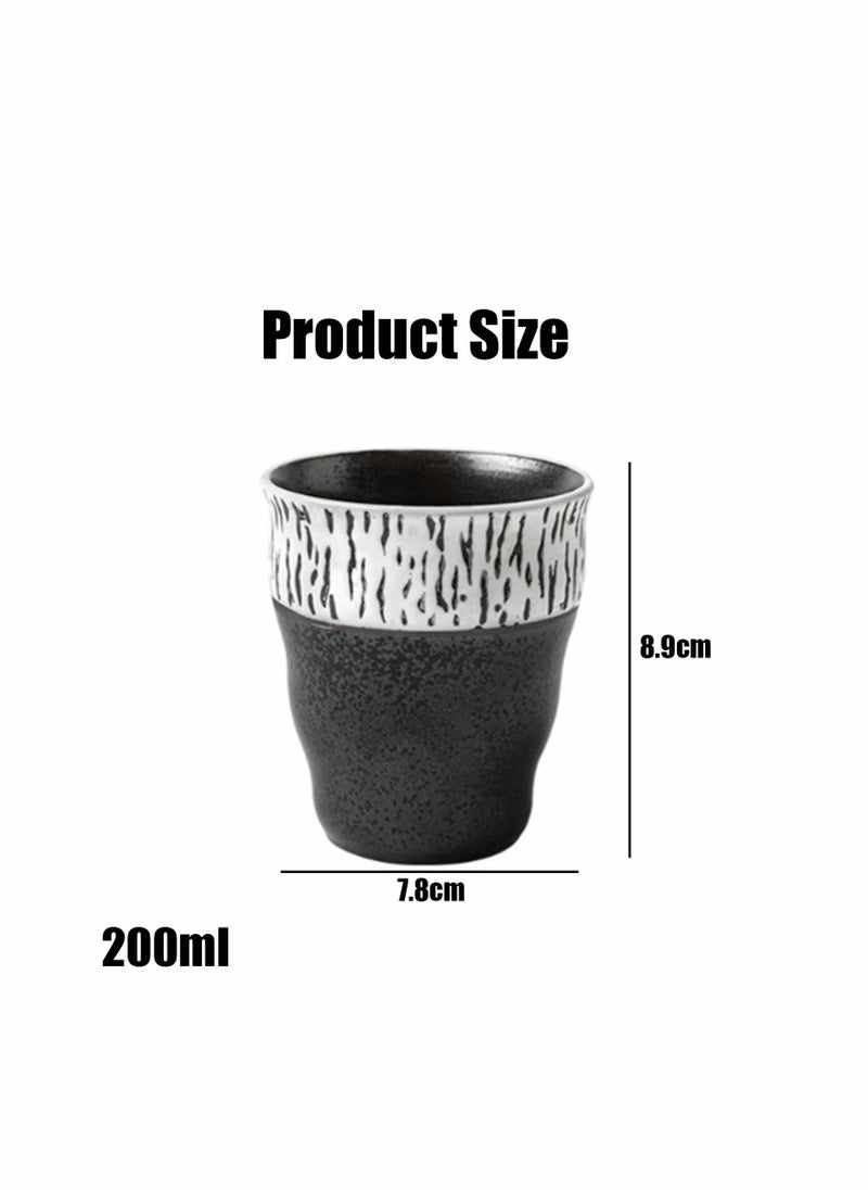 Coffee Cup,200ml Japanese Tea Cups, Yunomi Cup, Ceramic Cup Mugs for Latte, Cappuccino, (White/Grey)
