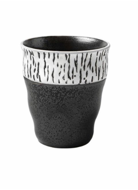 Coffee Cup,200ml Japanese Tea Cups, Yunomi Cup, Ceramic Cup Mugs for Latte, Cappuccino, (White/Grey)