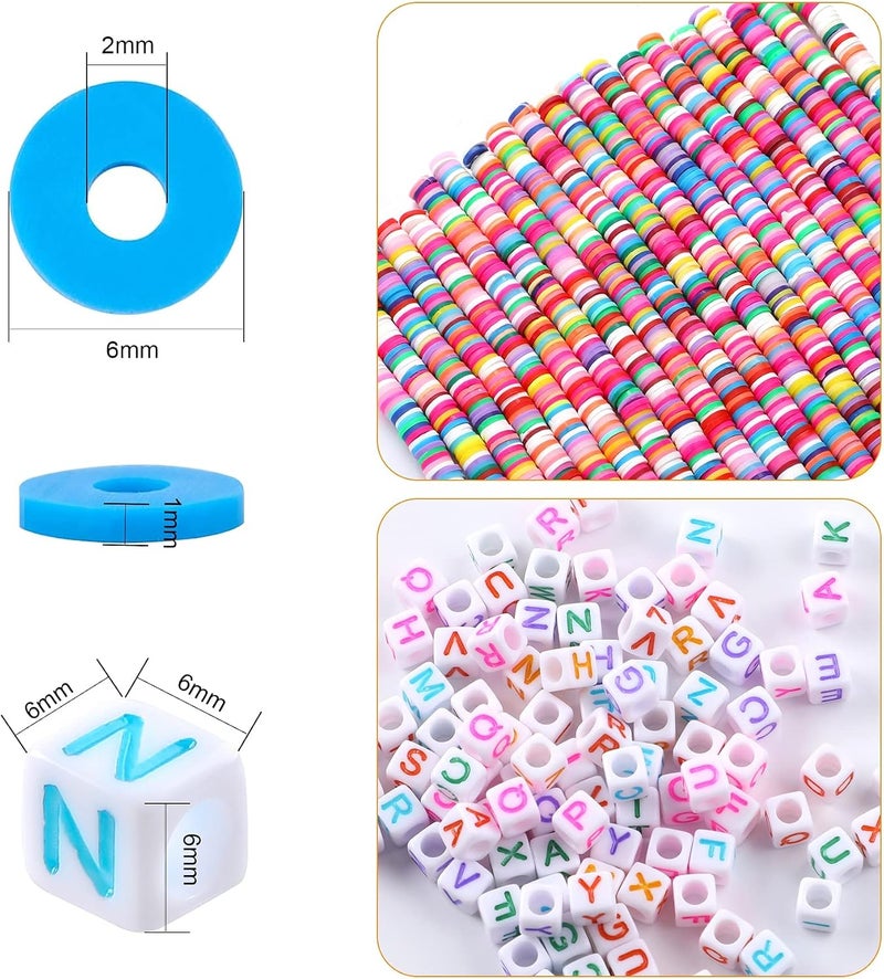 Augshy Flat Spacer Beads, 6700 Clay Beads for Bracelets Making,Heishi Bracelet Beads for Jewelry Making(20 Strands 6mm) - Image 2