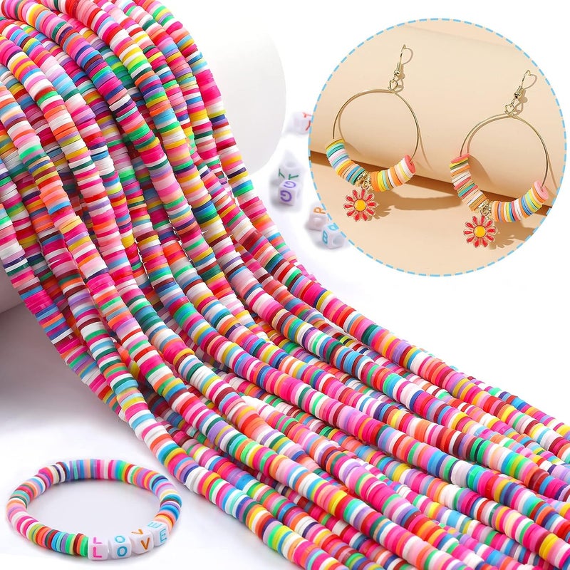 Augshy Flat Spacer Beads, 6700 Clay Beads for Bracelets Making,Heishi Bracelet Beads for Jewelry Making(20 Strands 6mm) - Image 4