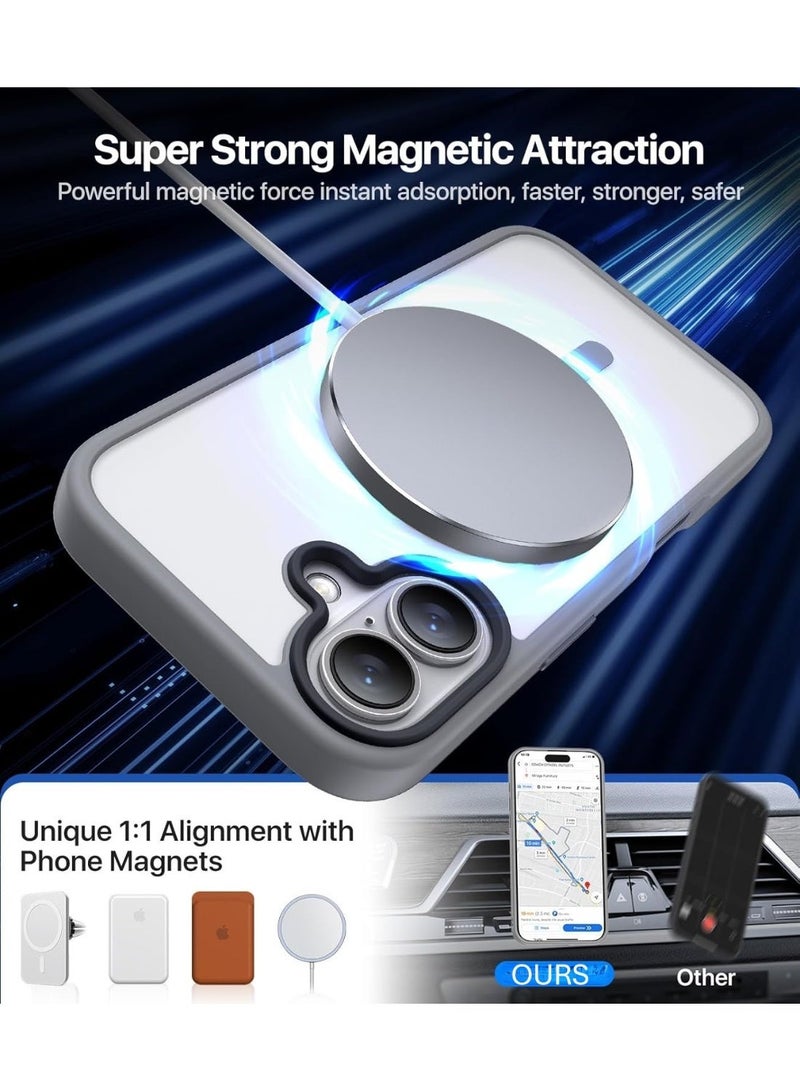 أكاليكس جراب مغناطيسي لهاتف iPhone 16 Plus، متوافق مع MagSafe، غطاء فاخر مطلي، جراب هاتف شفاف ناعم مقاوم للصدمات من مادة TPU (تيتانيوم رمادي - Image 3