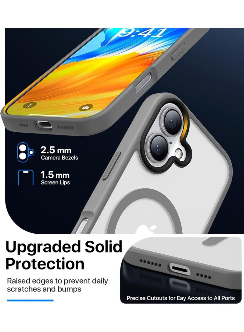 أكاليكس جراب مغناطيسي لهاتف iPhone 16 Plus، متوافق مع MagSafe، غطاء فاخر مطلي، جراب هاتف شفاف ناعم مقاوم للصدمات من مادة TPU (تيتانيوم رمادي - Image 5