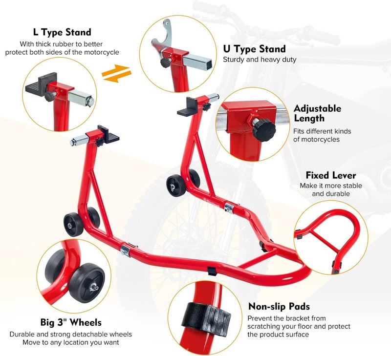 Donext 850LB Motorcycle Stand - Red - Image 3
