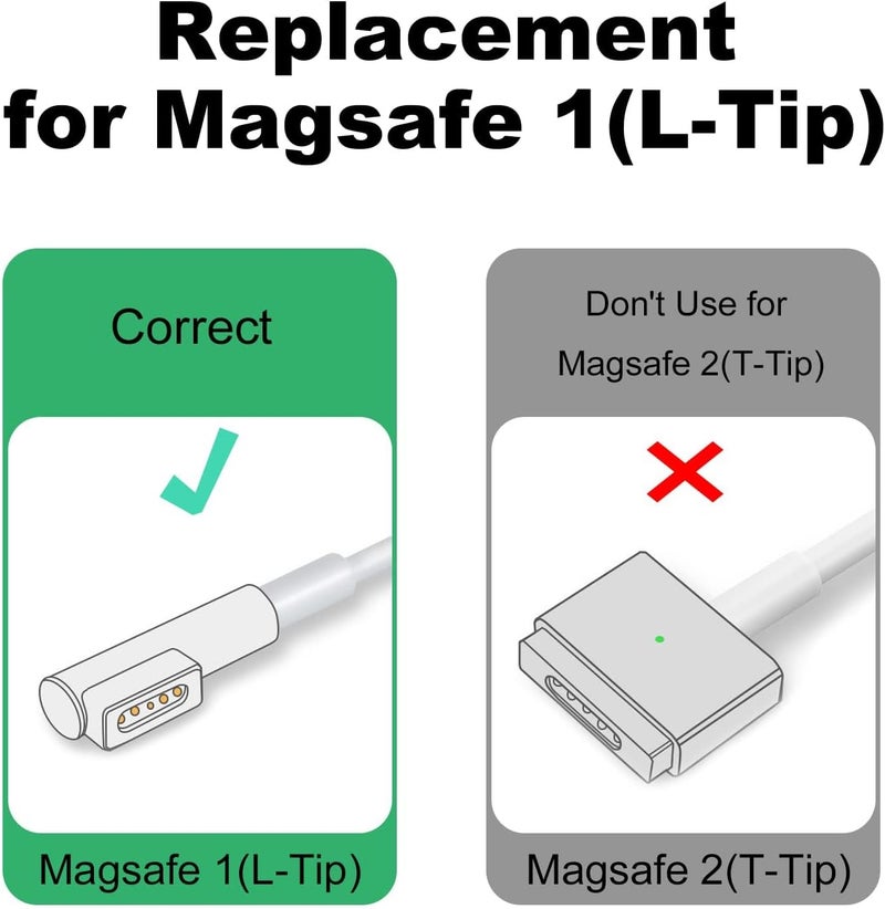 eWINNER كابل شحن eWINNER من USB C إلى طرف L المغناطيسي - 6 أقدام، كابل شحن من النوع C إلى طرف L مغناطيسي 1 لأجهزة MacBook Pro Air 2006-2012، يعمل مع 20 فولت 60 واط-100 واط - Image 3