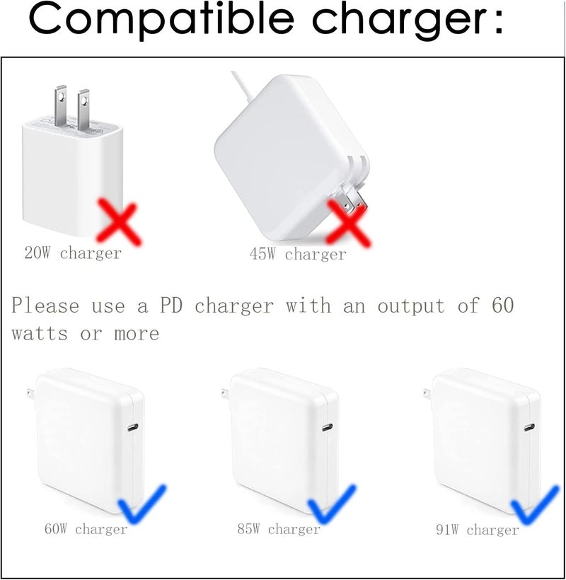 eWINNER كابل شحن eWINNER من USB C إلى طرف L المغناطيسي - 6 أقدام، كابل شحن من النوع C إلى طرف L مغناطيسي 1 لأجهزة MacBook Pro Air 2006-2012، يعمل مع 20 فولت 60 واط-100 واط - Image 2