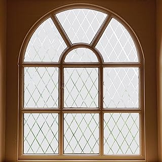 FEOMOS Frosted Lattice Window Film, Window Privacy Film, Decorative Window Cling Non Adhesive, Frosted Glass Film for - Image 1