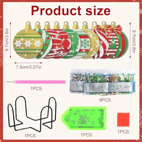Hoxxu 10pcs Christmas Diamond Art Coasters Kit, 5D Christmas Diamond Painting Kits with Stand, Ideal for Cups, Wine Glasses, Perfect for Holiday Decor Table Setting - Image 2