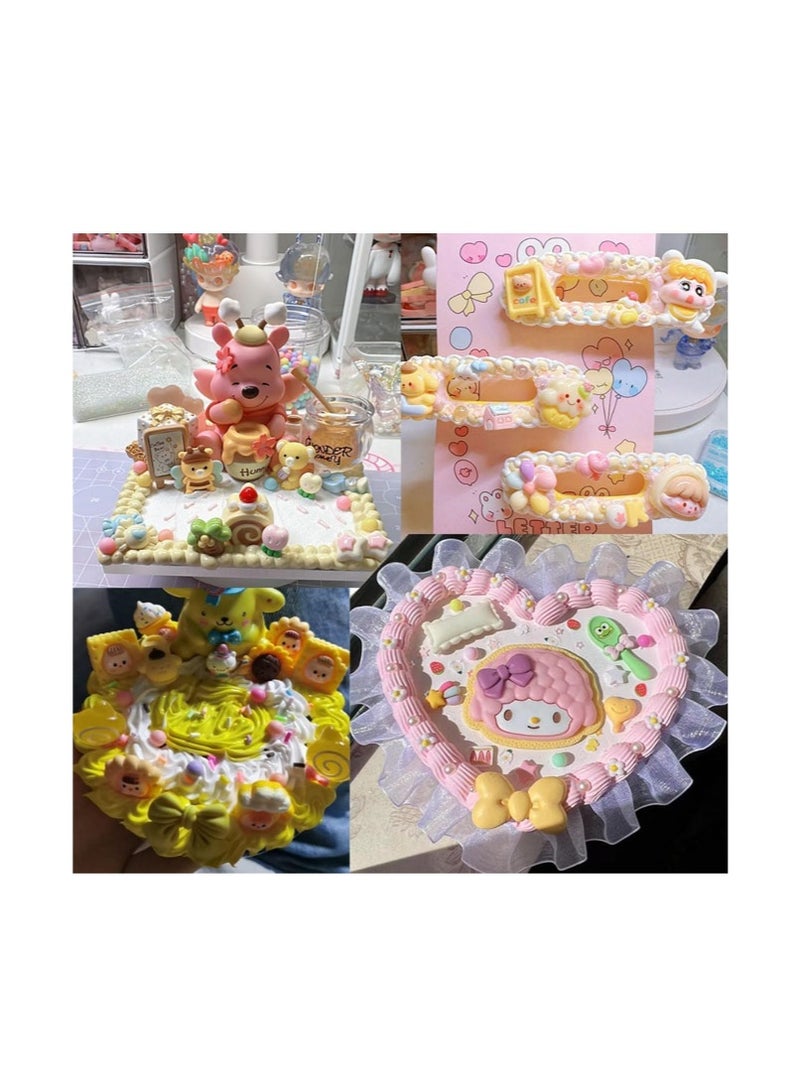 جل لاصق لمحاكاة كريمة التقليد، غراء كريمة الكيك المخفوقة المزيف للاستخدام المنزلي، لتزيين المرايا والمجوهرات، يتضمن فوهات، مشط وسادة هوائية، مرآة محمولة، ملحقات - Image 3