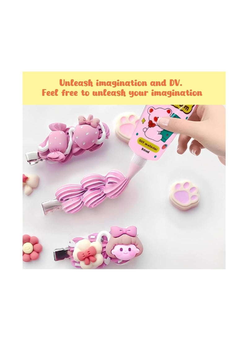 جل لاصق لمحاكاة كريمة التقليد، غراء كريمة الكيك المخفوقة المزيف للاستخدام المنزلي، لتزيين المرايا والمجوهرات، يتضمن فوهات، مشط وسادة هوائية، مرآة محمولة، ملحقات - Image 5