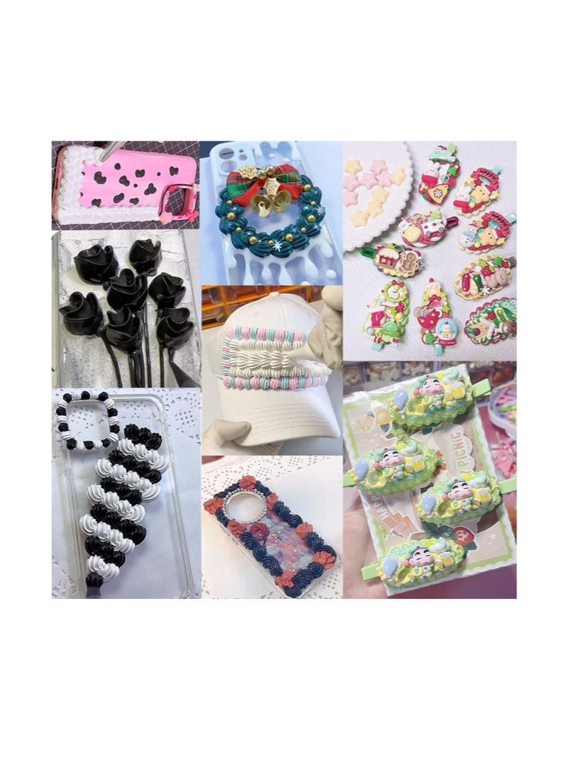 جل لاصق لمحاكاة كريمة التقليد، غراء كريمة الكيك المخفوقة المزيف للاستخدام المنزلي، لتزيين المرايا والمجوهرات، يتضمن فوهات، مشط وسادة هوائية، مرآة محمولة، ملحقات - Image 2