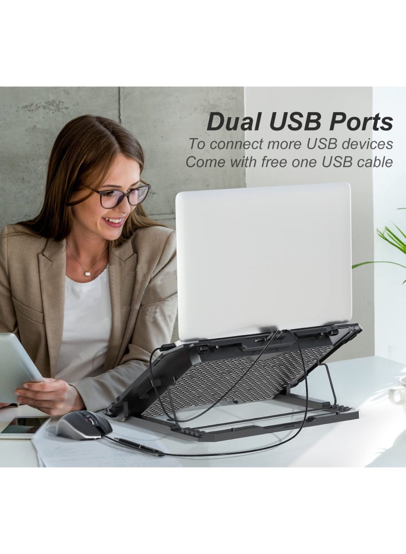 Laptop Cooling Pad With 6 Cooling Fans, 13-15.6 Inch Laptop Cooling Pad With 6 Height Adjustable Laptop Cooling Pads, Equipped With Two Usb Ports,Black  - Image 4