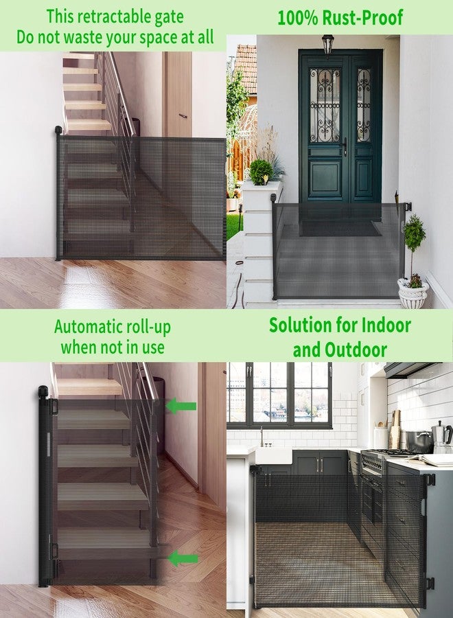 KYXAIN Upgraded Retractable Baby Gate for Stairs, 33"Tall Expands 55"Wide Ideal Safety Solution Dog Gate for Stairs Doorways Hallways Indoor/Outdoor Mesh Baby Gate Retractable Screen Door(Black, 86CMx140CM) - Image 3