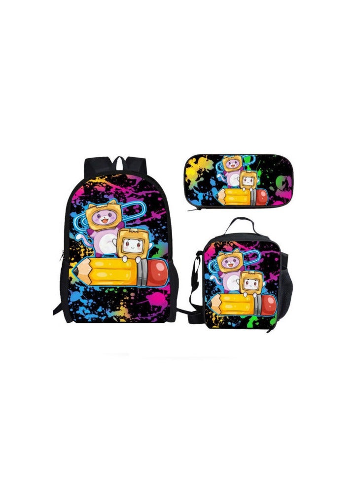 SKT Shiketro lankybox cartoon print school bag kindergarten lunch bag shoulder bag primary school student pencil bag backpack  - Image 1