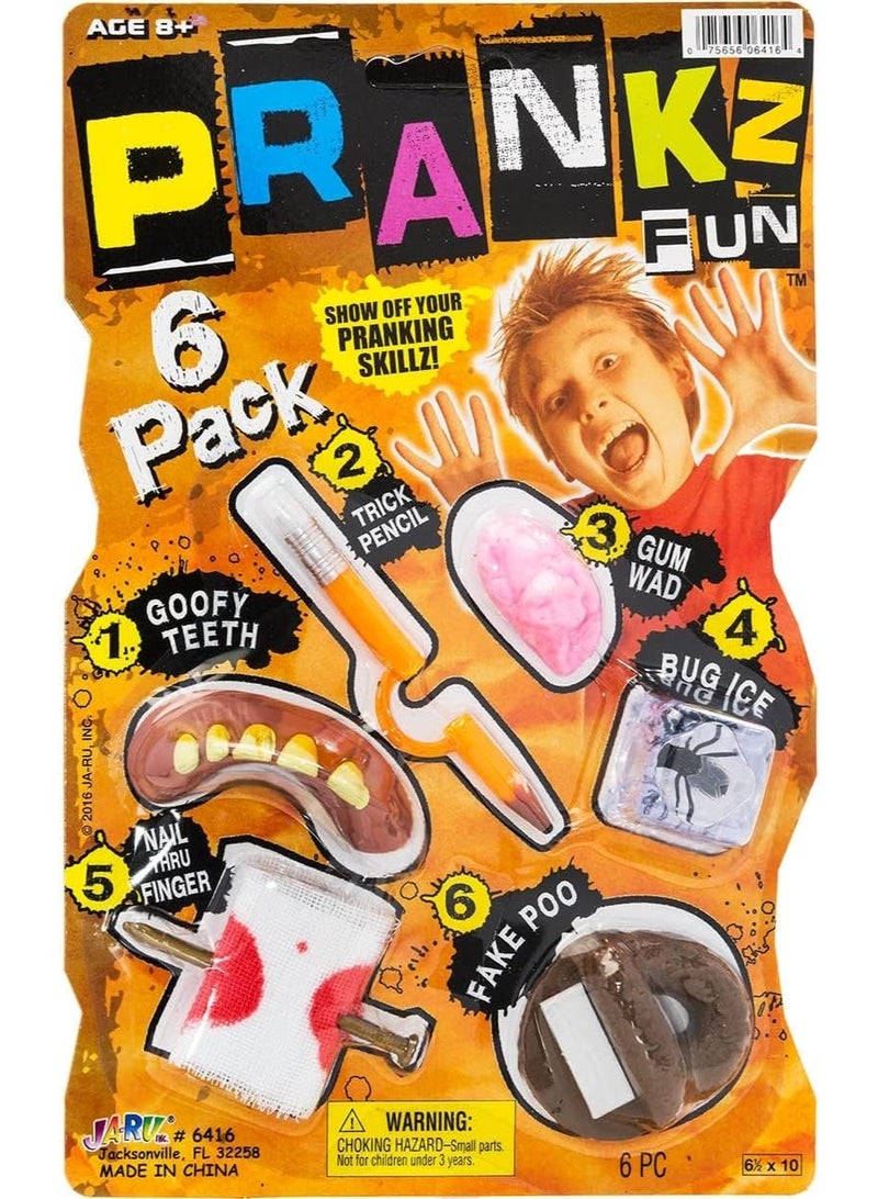 Ja-Ru Pranks Kit for Kids Gags Toys (1 Set) 6 Different Cool Stuff Scary Prop Set. Prankz Gaging Fun Pranking April Fools Bag Gifts Party Favor Stocker 6416-1p - Image 1