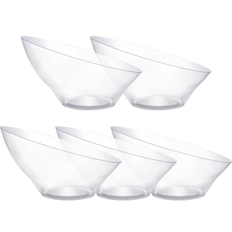 Bestluck 12pack Clear Plastic Serving Bowls for Party,20oz Disposable Serving Bowl,Angled Bowls for Wedding Party Chip, Candy, Salad,Fruit - Image 1