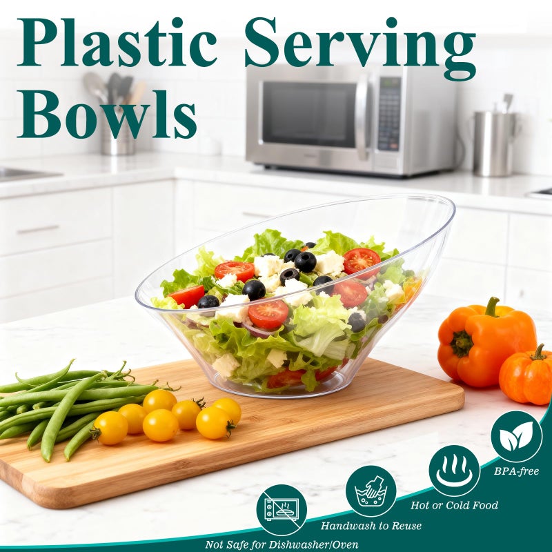 Bestluck 12pack Clear Plastic Serving Bowls for Party,20oz Disposable Serving Bowl,Angled Bowls for Wedding Party Chip, Candy, Salad,Fruit - Image 4