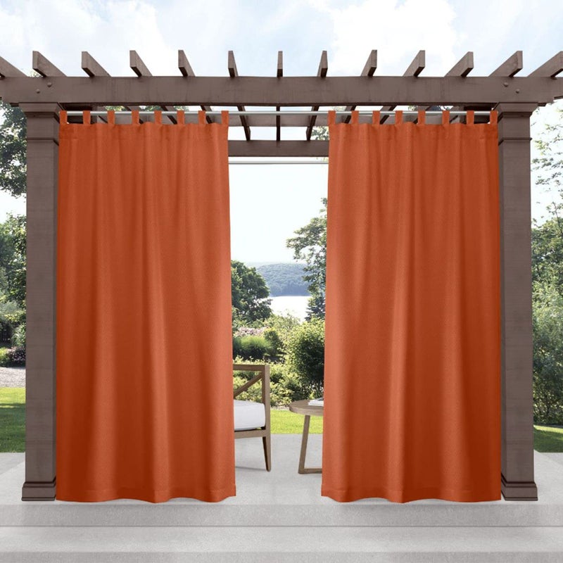 Exclusive Home Exclusive Home Cabana Solid IndoorOutdoor Light Filtering HookandLoop Tab Top Curtain Panel Pair 54x84 Mecca Orange 