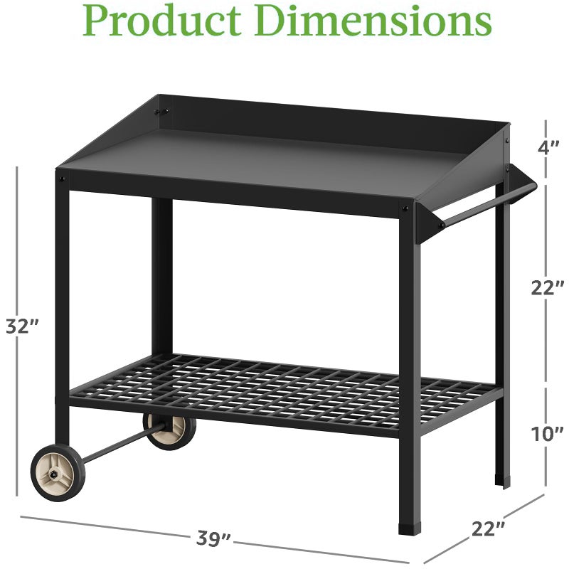 FOYUEE Metal Potting Bench with Wheels Planting Table for Outdoor Gardening Work Benches for Outside Potters Station Weatherproof - Image 3