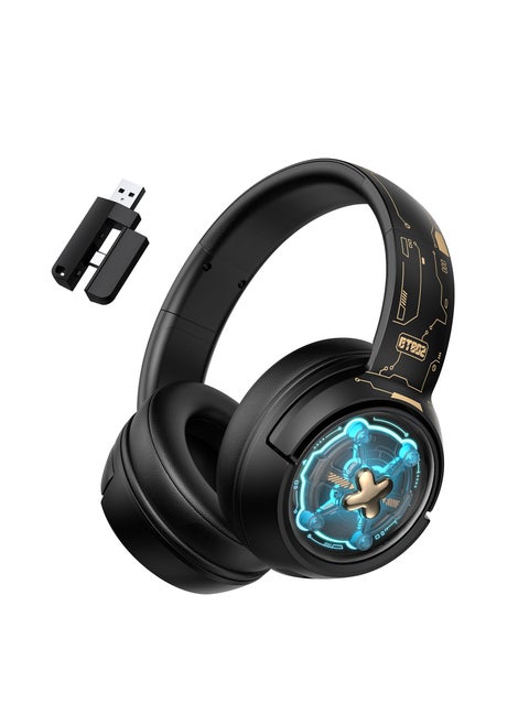 Gaming Headset Wireless Tri-Mode Headset Bluetooth/2.4G for PC/Xbox/PS5/PS4/Switch/Tablet/Mobile, Ultra Low Latency Wireless Gamer Headphone with Microphone Phantom color RGB light effect