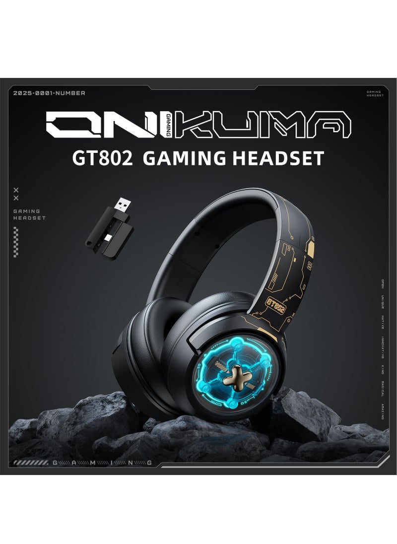 onikuma - Gaming Headset Wireless Tri-Mode Headset Bluetooth/2.4G for PC/Xbox/PS5/PS4/Switch/Tablet/Mobile, Ultra Low Latency Wireless Gamer Headphone with Microphone Phantom color RGB light effect - Image 1