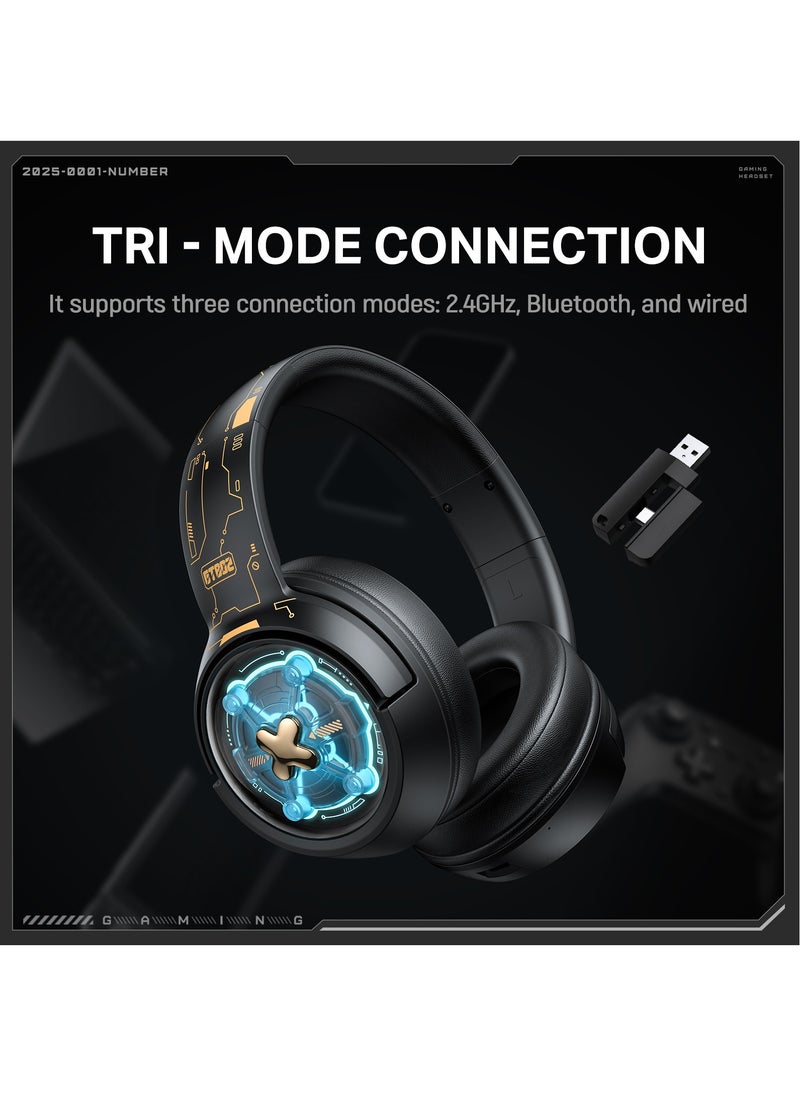 onikuma - Gaming Headset Wireless Tri-Mode Headset Bluetooth/2.4G for PC/Xbox/PS5/PS4/Switch/Tablet/Mobile, Ultra Low Latency Wireless Gamer Headphone with Microphone Phantom color RGB light effect - Image 1