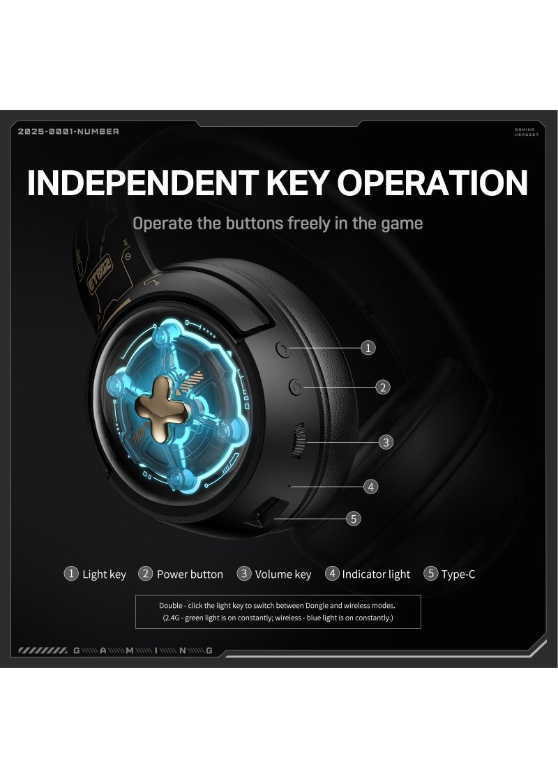 onikuma - Gaming Headset Wireless Tri-Mode Headset Bluetooth/2.4G for PC/Xbox/PS5/PS4/Switch/Tablet/Mobile, Ultra Low Latency Wireless Gamer Headphone with Microphone Phantom color RGB light effect - Image 1