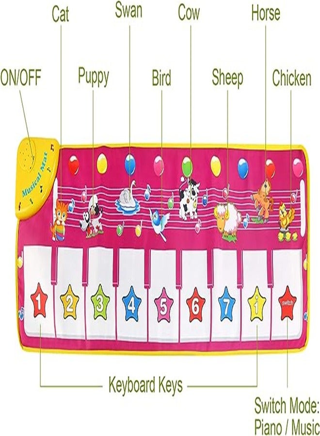 Goolsky Music Toys, Kids Musical Mat, Music Keyboard Piano Mat Dance Floor Mat Carpet, Baby Touch Playmat Animal Blanket Early Educational Toy for Kids Toddler Girls Boys (39.5"x14") - Image 5