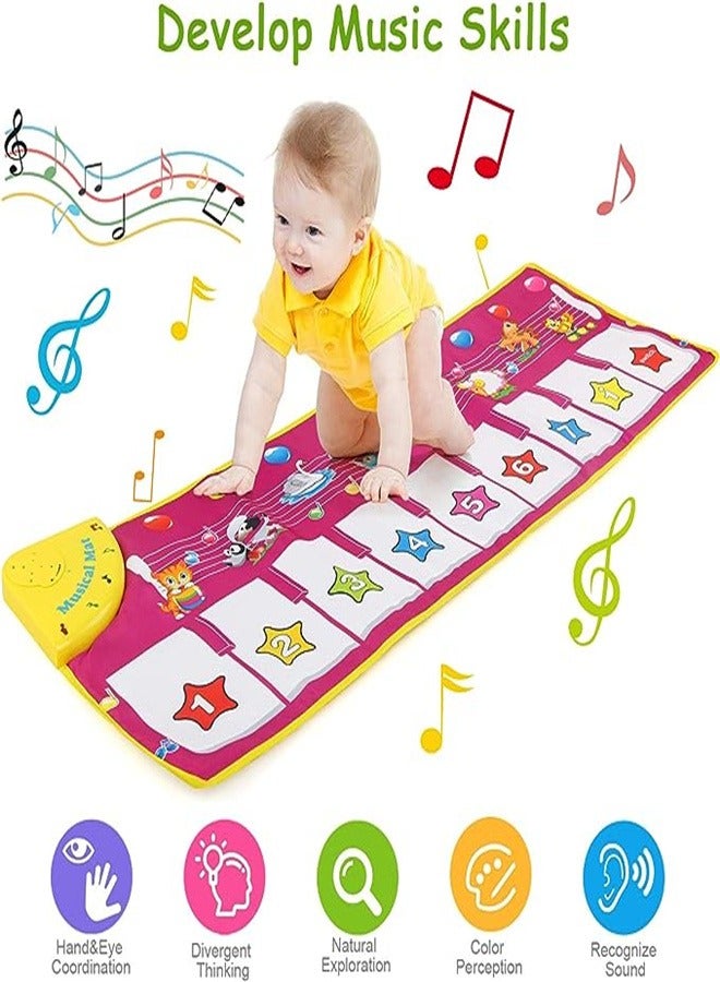 Goolsky Music Toys, Kids Musical Mat, Music Keyboard Piano Mat Dance Floor Mat Carpet, Baby Touch Playmat Animal Blanket Early Educational Toy for Kids Toddler Girls Boys (39.5"x14") - Image 2