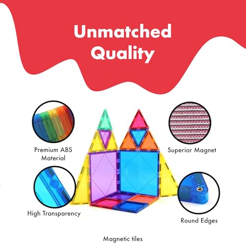 SNAPTRON Magnetic Blocks for Kids Tiles -60 Pieces Set Gifts for Girls, Boys, Magnetic Blocks for Kids 3+ Years, 4 5 6 7 8 9 10/ Constructing & Learning Builder Educational Magnetiles Game - Image 4