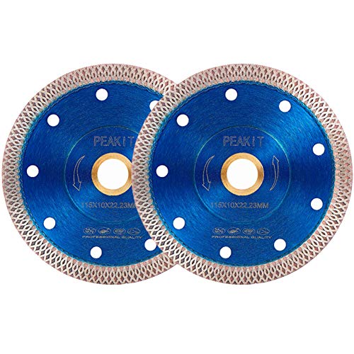 PEAKIT 4-1/2 inch Super Thin Diamond Tile Saw Blade for Porcelain Ceramic Fit Grinder 7/8"-5/8" Arbor (2 Pack, 4.5") - Image 1