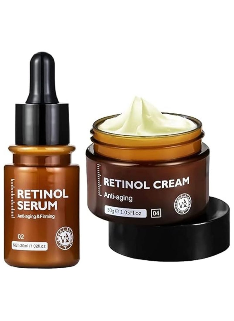 Vibrant Glamour Effective Anti Aging Retinol Cream and Serum Combo Face Cream Collagen Anti Aging Collagen Firming Serum Anti wrinkle Cream Skin Tightening Lifting Hydrating Cream and Serum Combo  - Image 2