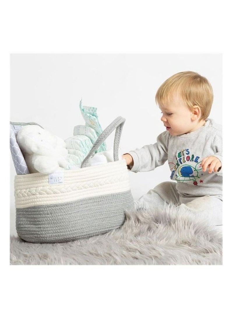 Kenzs Cotton Rope Basket Woven Baby Diaper Basket Toy Storage Basket - Image 4