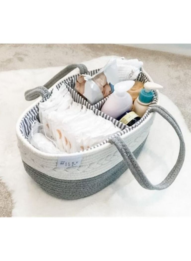Kenzs Cotton Rope Basket Woven Baby Diaper Basket Toy Storage Basket - Image 2