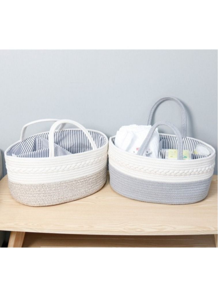Kenzs Cotton Rope Basket Woven Baby Diaper Basket Toy Storage Basket - Image 5