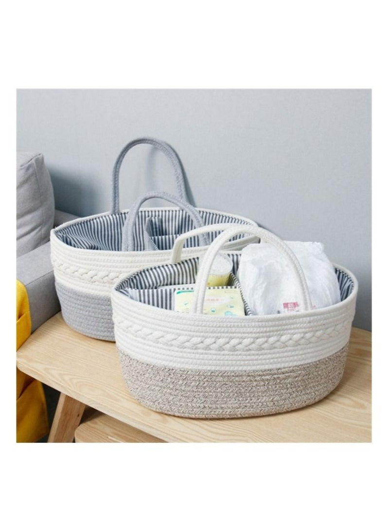 Kenzs Cotton Rope Basket Woven Baby Diaper Basket Toy Storage Basket - Image 3