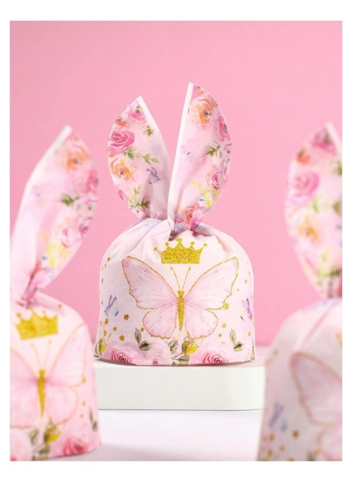 25 قطعة من أكياس هدايا الحلوى على شكل فراشة وردية لتزيين حفلات أعياد الميلاد وحفلات استقبال المولود الجديد - Image 2