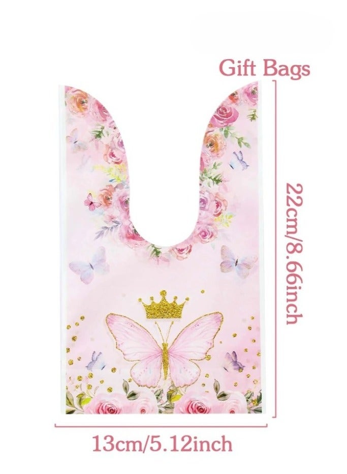 25 قطعة من أكياس هدايا الحلوى على شكل فراشة وردية لتزيين حفلات أعياد الميلاد وحفلات استقبال المولود الجديد - Image 3