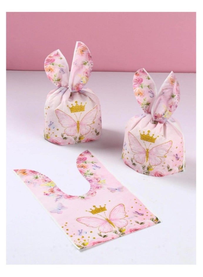 25 قطعة من أكياس هدايا الحلوى على شكل فراشة وردية لتزيين حفلات أعياد الميلاد وحفلات استقبال المولود الجديد - Image 4