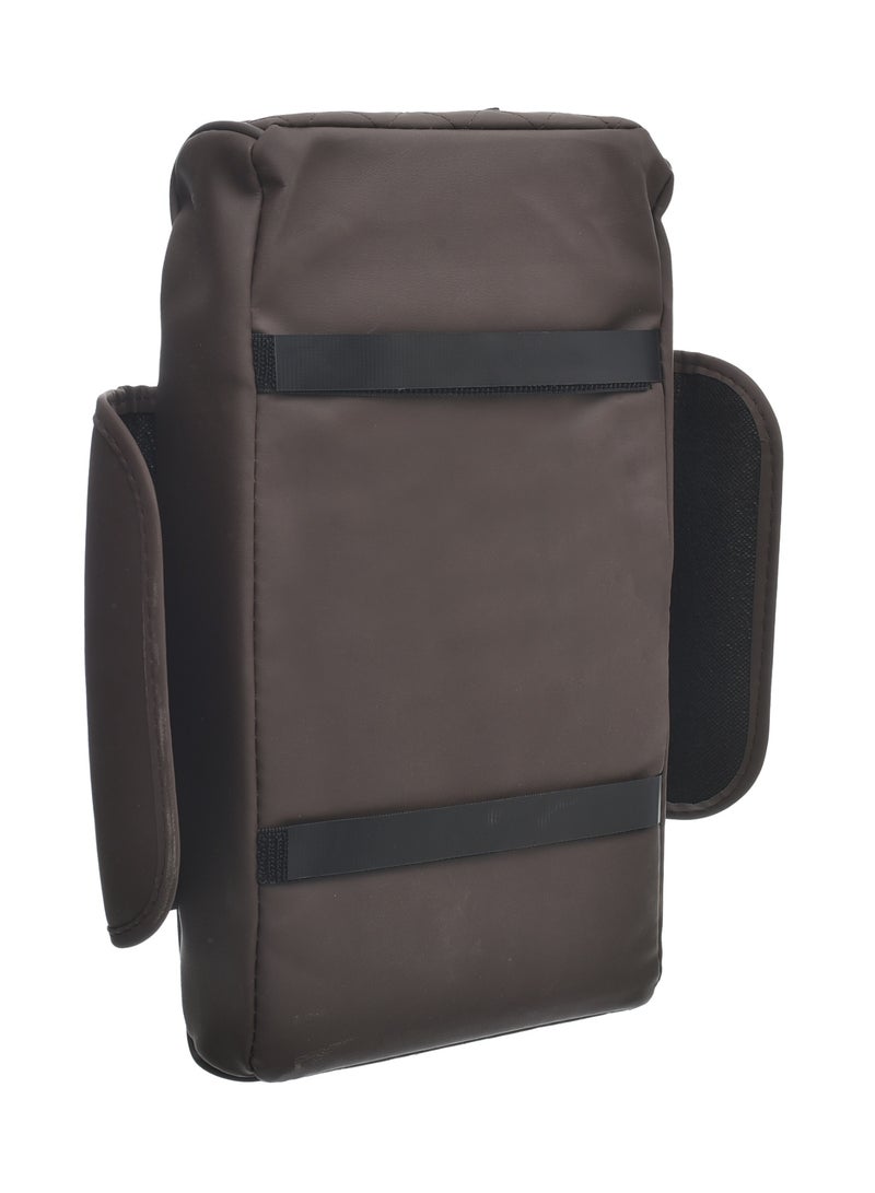 Genaric Multifunctional Car Center Console Cover with Comfort Cushion, Cup Holder, Tissue Box, and Side Pockets for Enhanced Armrest Support - Brown - Image 4