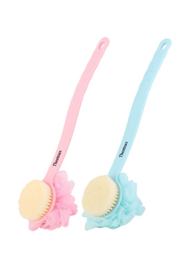 Tbestmax Loofah Back Scrubber Long Handle Shower Body Brush with Soft Mesh Sponge for Women Skin Exfoliating Bath, Massage - Image 1