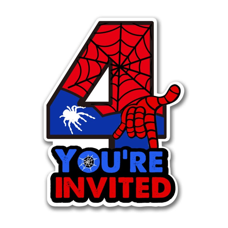 PIXCEOS Superhero 4th Birthday Party Invitations with Envelopes 4 Year Old Birthday Four Shaped Invites Card Boy Party Favors Decorations Supply, 20 Count - Image 1
