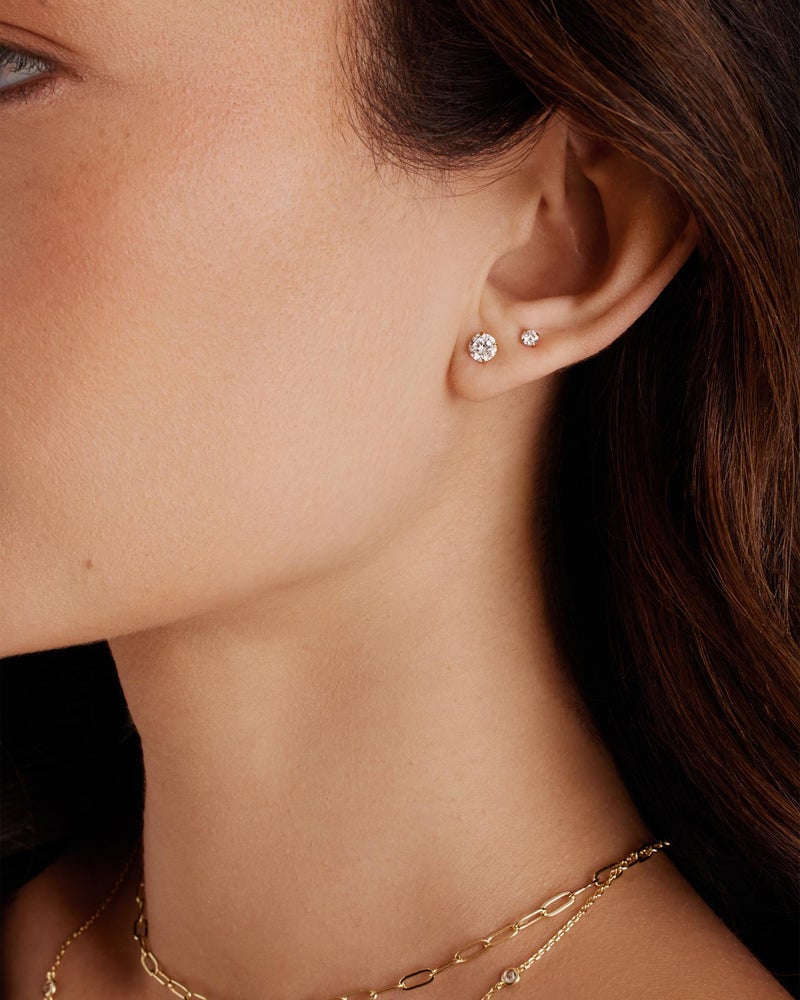 PAVOI Waterproof Five Pairs Stud Earrings for Women - 14K Yellow Gold Plated Stainless Steel Pack of 5 Cubic Zirconia Earrings for Men and Women - Hypoallergenic Premium CZ Studs Set - Image 5