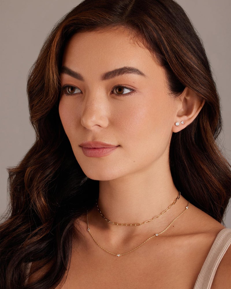 PAVOI Waterproof Five Pairs Stud Earrings for Women - 14K Yellow Gold Plated Stainless Steel Pack of 5 Cubic Zirconia Earrings for Men and Women - Hypoallergenic Premium CZ Studs Set - Image 4