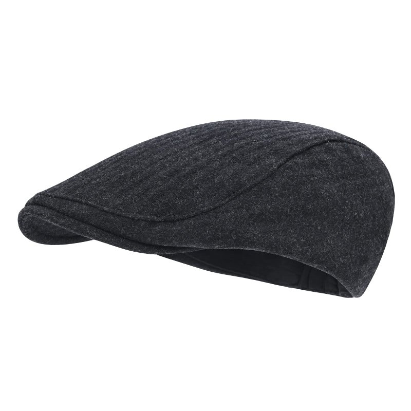 STARANCE Men's Flat Cap Wool Tweed Driving Irish Newsboy Hat, Dark Gray, One size - Image 1