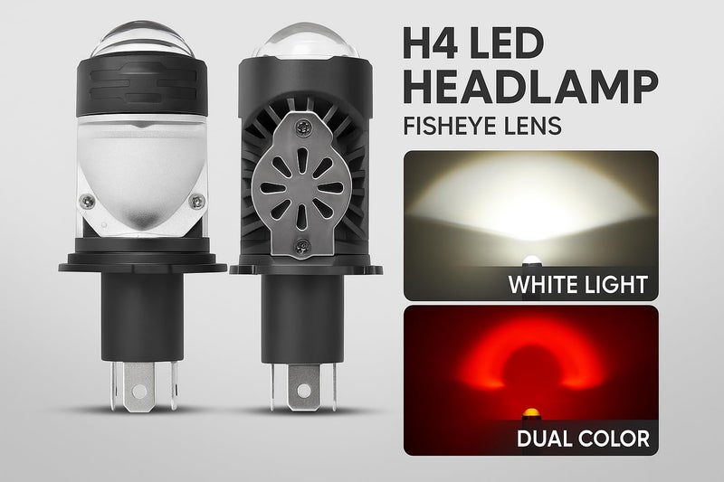 Autozap H4 LED Headlight Bulb with MINI Projector Lens - Dual Beam, High Visibility Upgrade (Universal For Bike, Universal For Car, Pack of 1) - Image 2
