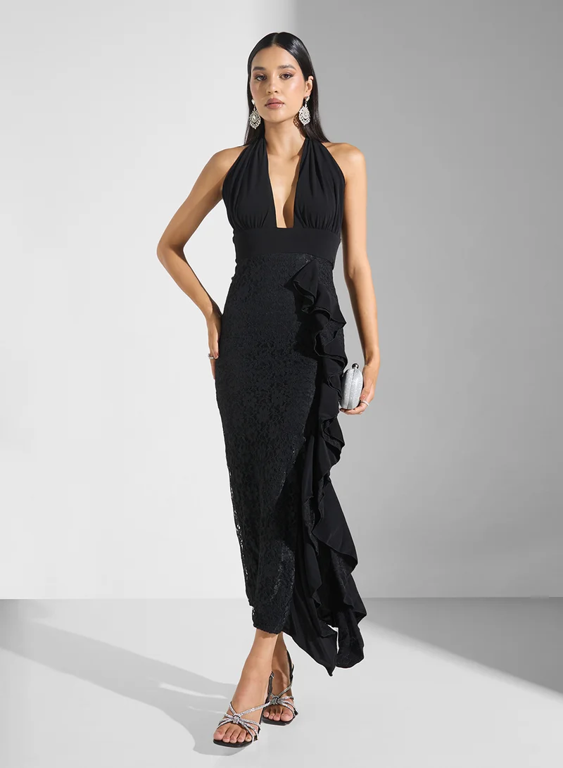 Ella Limited Edition Halter Neck Ruffled Dress