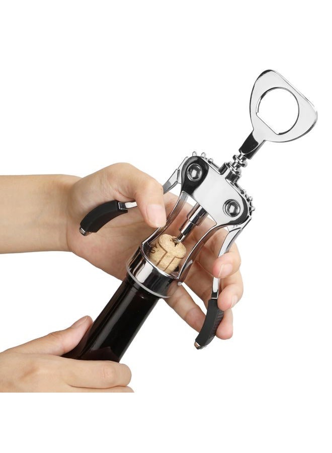 KORCCI Wine Opener with Stopper, Cutter - Wine Bottle Opener Bundle, Zinc Alloy Wing Corkscrew Heavy Duty, Cork Screw Beer Opener for Bartenders, Multifunctional Bottle Opener for Kitchen, Restaurant, Bar - Image 5